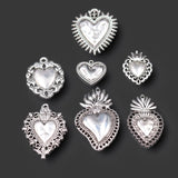7pcs Mix Mexican Style Large Catholic Sacred Heart Amulet Pendants