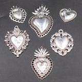 7pcs Mix Mexican Style Large Catholic Sacred Heart Amulet Pendants