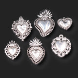 7pcs Mix Mexican Style Large Catholic Sacred Heart Amulet Pendants