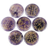 7pcs Natural Crystal Stone Engraved Magic Archangel Symbol Polished Palm Stone