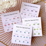 7pcs Ins Candy Week Mini Ceramic Earring Female Fresh Joker Temperament Combinat