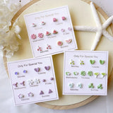 7pcs Ins Candy Week Mini Ceramic Earring Female Fresh Joker Temperament Combinat