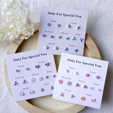 7pcs Ins Candy Week Mini Ceramic Earring Female Fresh Joker Temperament Combinat