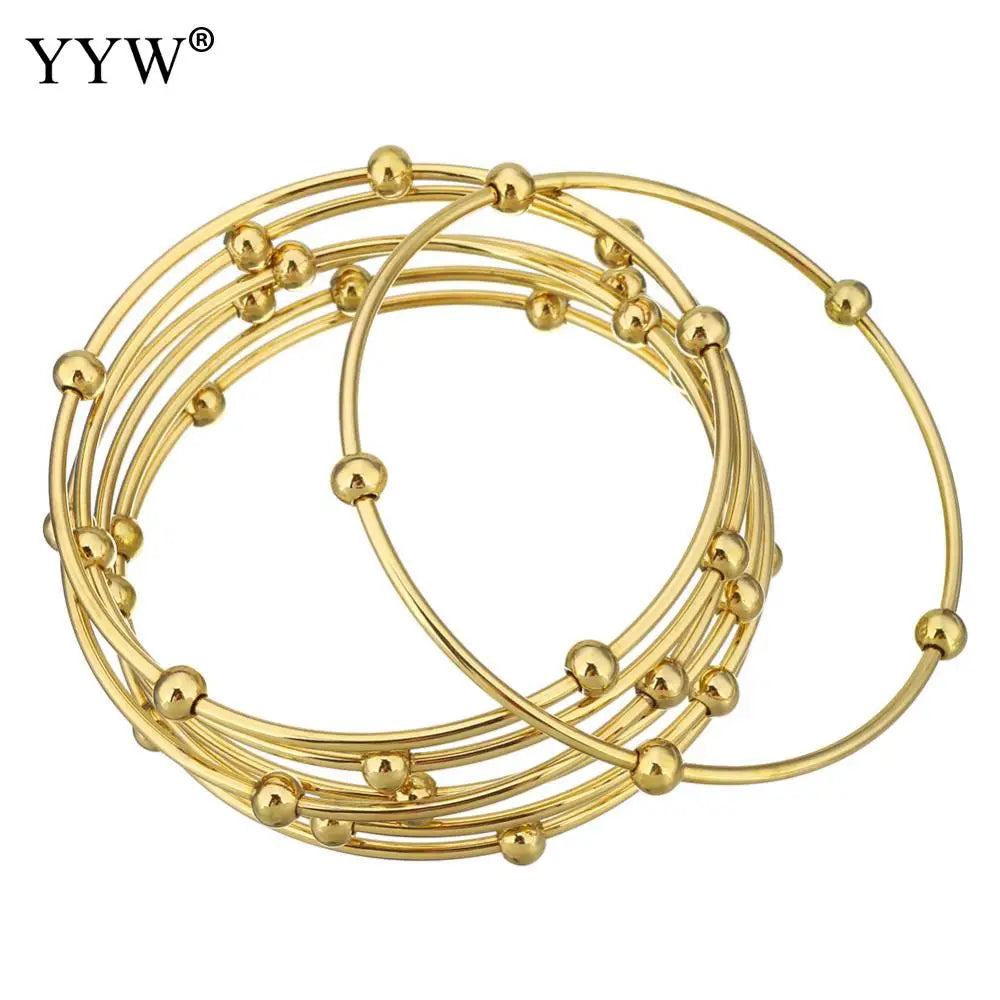 7pcs Vintage Stainless Steel Metal Bangle Bracelet Set 68mm