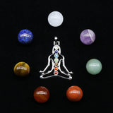 7pcs Natural Stone 20MM Rose Quartz Amethyst Tiger Eye Lapis Yoga Chakra Healing