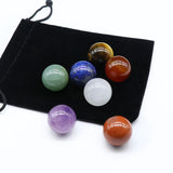 7pcs Natural Stone 20MM Rose Quartz Amethyst Tiger Eye Lapis Yoga Chakra Healing