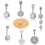 7pcs Stainless Steel Crystal Nose Rings Studs Body Jewelry