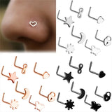 7pcs Stainless Steel Crystal Nose Rings Studs Body Jewelry