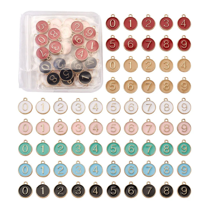Enamel Letter and Number Charms Set for DIY Jewelry Making