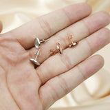7x10MM Bezel Studs Earrings Settings Breast Milk Resin Rose Plated