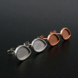 7x10MM Bezel Studs Earrings Settings Breast Milk Resin Rose Plated