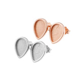 7x10MM Bezel Studs Earrings Settings Breast Milk Resin Rose Plated