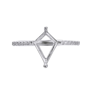 7x10MM Kite Cut Prong Ring Settings, Deco 925 Sterling Silver Rose Plated