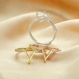 7x10MM Kite Cut Prong Ring Settings, Deco 925 Sterling Silver Rose Plated