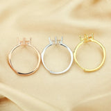 7x10MM Kite Cut Prong Ring Settings, Deco 925 Sterling Silver Rose Plated