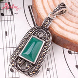 Red Green Trapezoid Agate Shell Stone Pendant