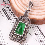 Red Green Trapezoid Agate Shell Stone Pendant