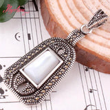 Red Green Trapezoid Agate Shell Stone Pendant