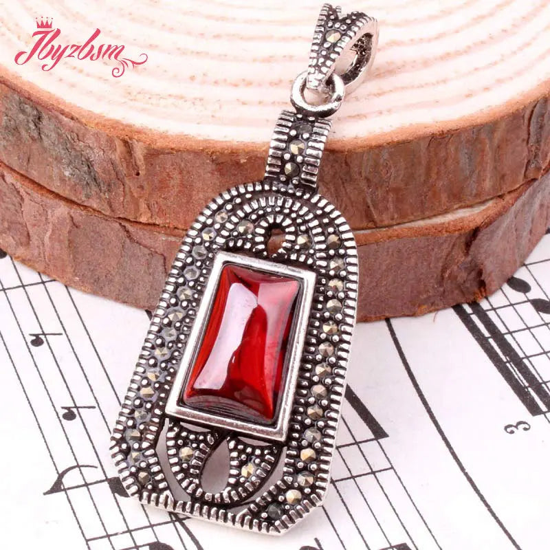 Red Green Trapezoid Agate Shell Stone Pendant