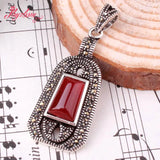 Red Green Trapezoid Agate Shell Stone Pendant