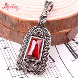 Red Green Trapezoid Agate Shell Stone Pendant