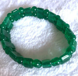 Green Jade Rectangle Bead Bracelets 7.5''