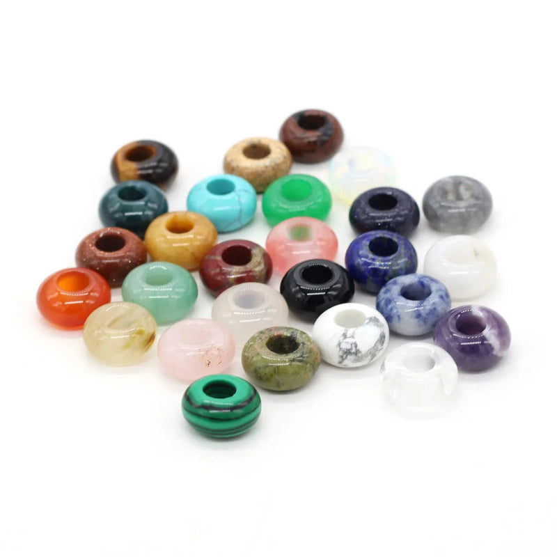 7x14mm Lucky Round Beads Charms Reiki Healing Chakra Pendants