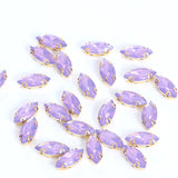 7x15mm Horse Eye Opal Crystal Green Resin Sew On Rhinestones With Claw Flatback
