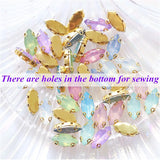 7x15mm Horse Eye Opal Crystal Green Resin Sew On Rhinestones With Claw Flatback