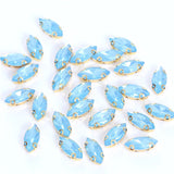 7x15mm Horse Eye Opal Crystal Green Resin Sew On Rhinestones With Claw Flatback