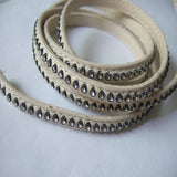 7x2mm Flat Inlay Rhinestone Leather Cord Navy Grey Pink Brown Purple
