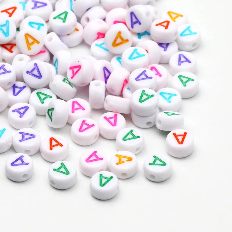 7x4mm Colorful Round A-Z Alphabet Letter Acrylic Loose Spacer Beads