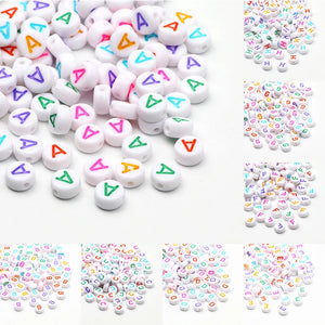 7x4mm Colorful Round A-Z Alphabet Letter Acrylic Loose Spacer Beads