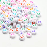 7x4mm Colorful Round A-Z Alphabet Letter Acrylic Loose Spacer Beads