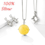 925 Sterling Silver Blank Pendant Bezel Base Bracket Tray DIY Jewelry Making