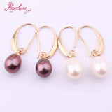 Oval Freshwater Pearl Tibetan Silver Dangle Earrings Christmas Gift