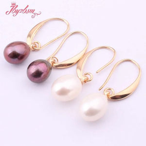 Oval Freshwater Pearl Tibetan Silver Dangle Earrings Christmas Gift