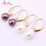 Oval Freshwater Pearl Tibetan Silver Dangle Earrings Christmas Gift