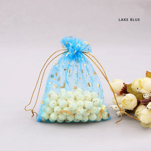 100pcs Moon Star Organza Bags Small Christmas Gift Jewelry Candy Packaging Pouch