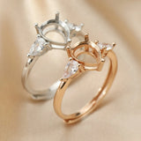 Pear Prong Ring Setting 925 Sterling Silver Adjustable Band