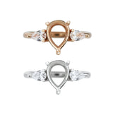 Pear Prong Ring Setting 925 Sterling Silver Adjustable Band