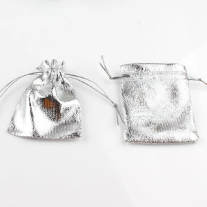 Adjustable Jewelry Packaging Velvet Bag Gold/Silver Drawstring 50pcs