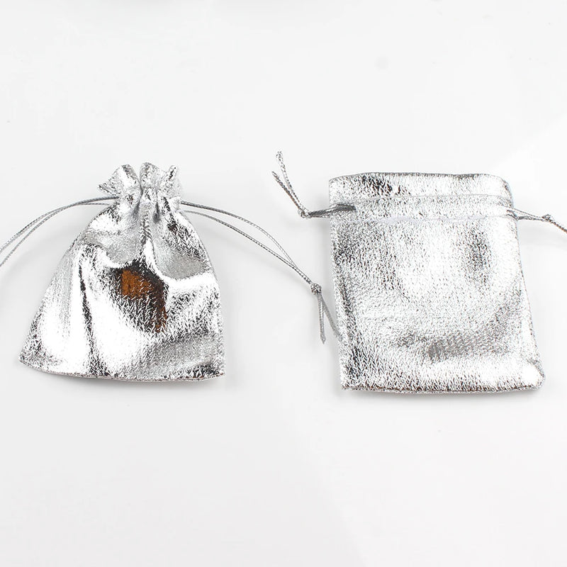 Adjustable Jewelry Packaging Velvet Bag Gold/Silver Drawstring 50pcs
