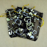100pcs Heart Pattern Organza Gift Bags Wedding Pouches
