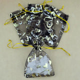 100pcs Heart Pattern Organza Gift Bags Wedding Pouches