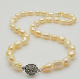 Pink Baroque Pearl Necklace 925 Silver Flower Clasp Natural Freshwater Pearl