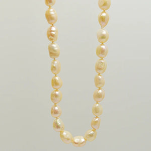 Pink Baroque Pearl Necklace 925 Silver Flower Clasp Natural Freshwater Pearl