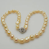 Pink Baroque Pearl Necklace 925 Silver Flower Clasp Natural Freshwater Pearl