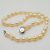 Pink Baroque Pearl Necklace 925 Silver Flower Clasp Natural Freshwater Pearl