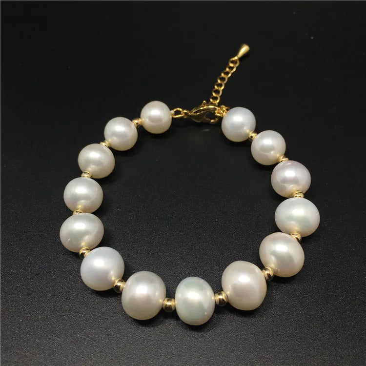 8'' 10-11mm Pearl CZ Pave Heart Bracelet